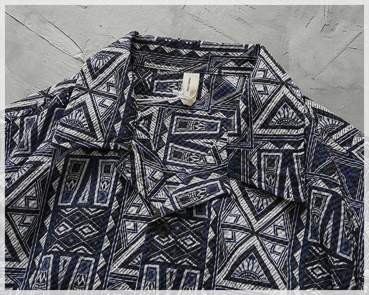 Camisa Hawaiana Hombre | Estampado Geométrico | Manga Corta | Verano | Ticotrendy Costa Rica