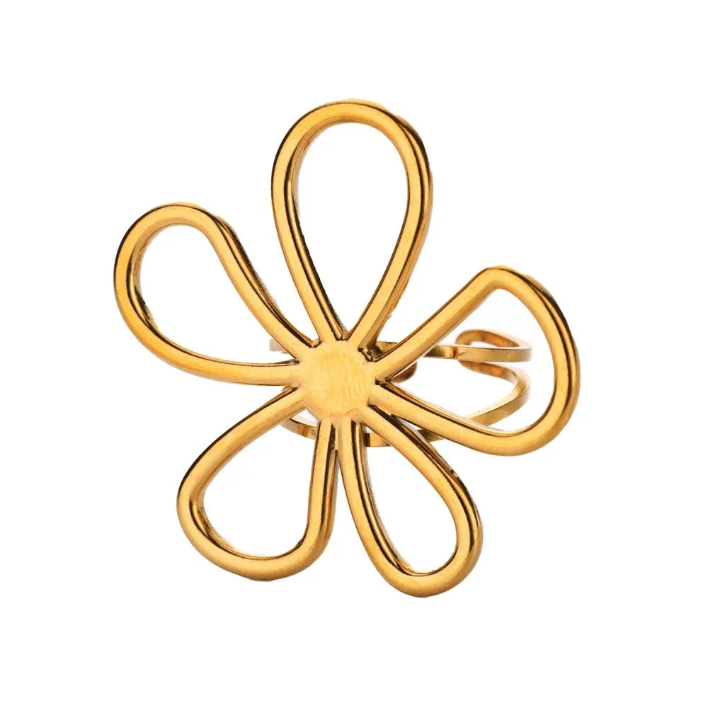 Anillo Ticotrendy Giratorio | Flor de Loto Zirconia | Acero Inox Oro | Joyería Moda 2025