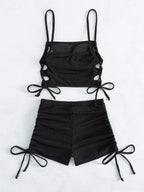 Bikini de Verano Monocromático en Blanco o Negro con Cordones