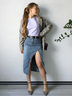 Falda Mini Vaquera Acampanada Estilo Retro Y2K | Cintura Imperio Bolsillos