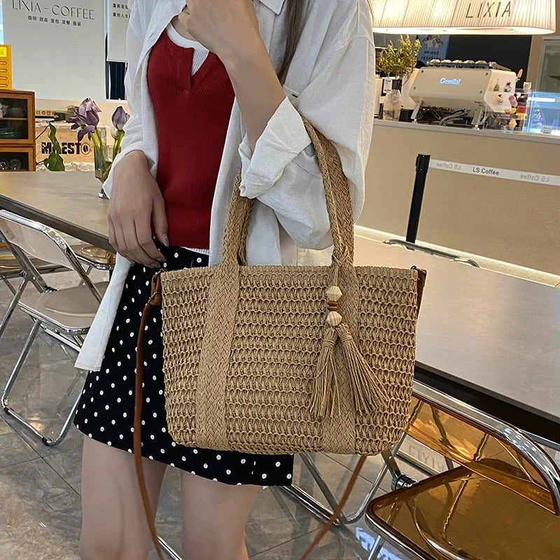 Bolso De Mano Tejido Vintage Mujer Playa Verano Cruzado