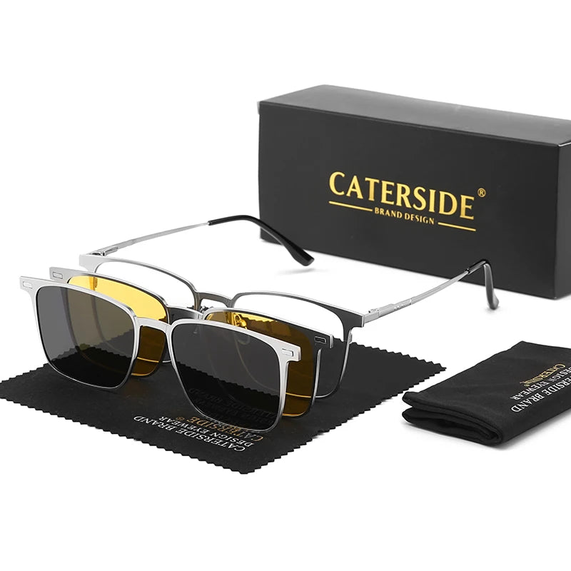 Gafas de Sol Caterside 3 en 1 | Montura Metálica | Lentes Magnéticas UV400 | Polarizadas