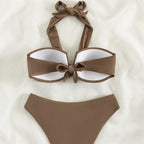 Bikini Halter Push Up con Twist - Traje de Baño de Playa