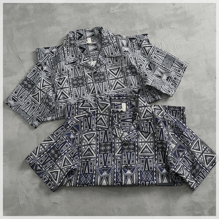 Camisa Hawaiana Hombre | Estampado Geométrico | Manga Corta | Verano | Ticotrendy Costa Rica