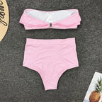 Bikini De Cintura Alta Rayas Irregulares Playa Mujer Dos Piezas