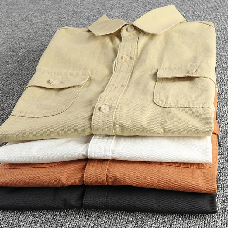 Camisa Carga Vintage Hombre | Sarga Algodón Lavada | Manga Corta | Ticotrendy Costa Rica