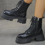 Botines de Plataforma | Estilo Británico | Tacón Grueso | Mujer