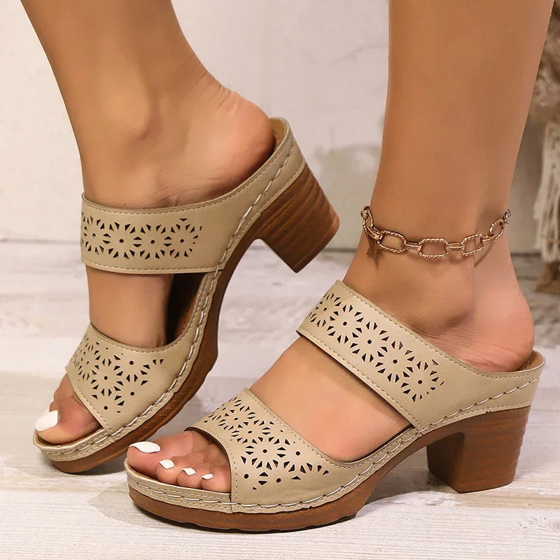 Sandalias de Plataforma con Tacón Alto para Mujer | Talla Grande | Ligeras y Antideslizantes