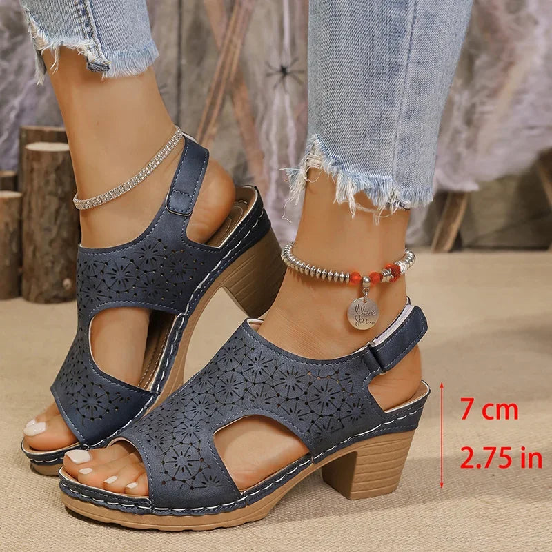 Sandalias de Tacón Alto Ahuecadas | Plataforma | Gancho | Antideslizantes | Talla Grande