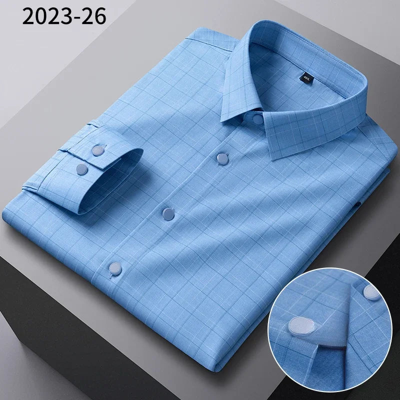 Camisa Cuadros Bambú Stretch | Ajuste Formal | Estilo Coreano | Fácil de Cuidar | Ticotrendy