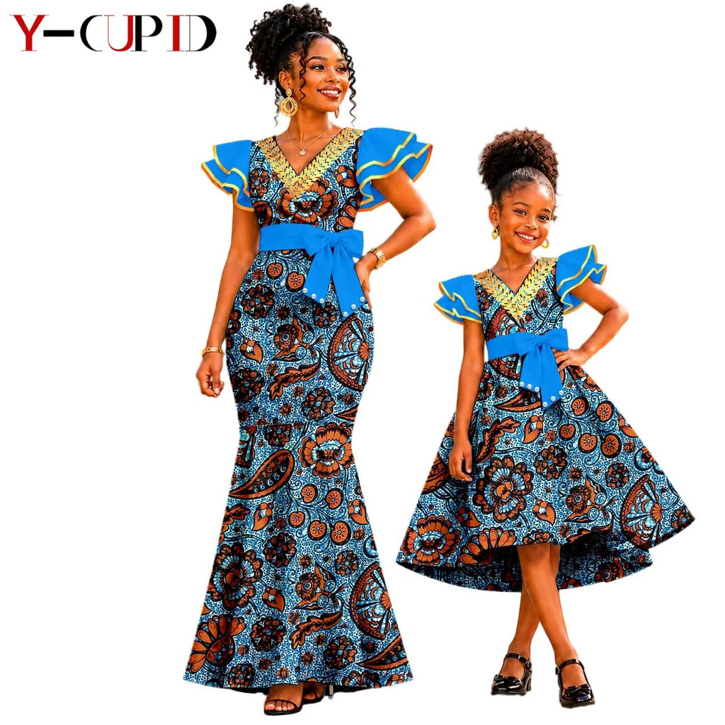 Vestido Sirena Mangas Volante Madre e Hija | Tico Trendy