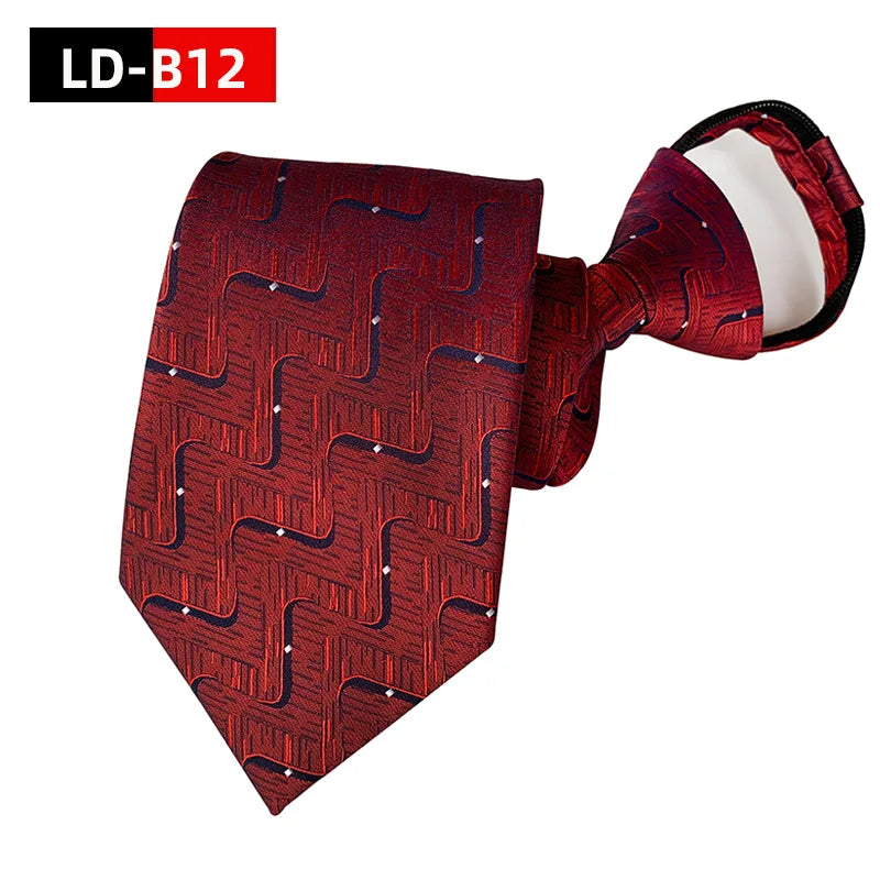 Corbata Preatada con Cremallera Paisley Rayas Cuadros Clásica de Negocios
