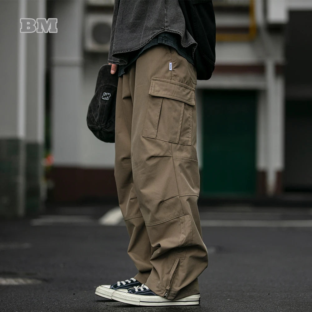 Pantalón Cargo Recto | Poliéster | Estilo Japonés | Hombre | Ticotrendy