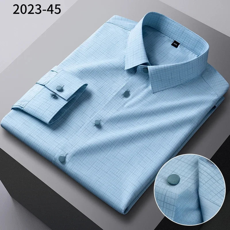 Camisa Cuadros Bambú Stretch | Ajuste Formal | Estilo Coreano | Fácil de Cuidar | Ticotrendy
