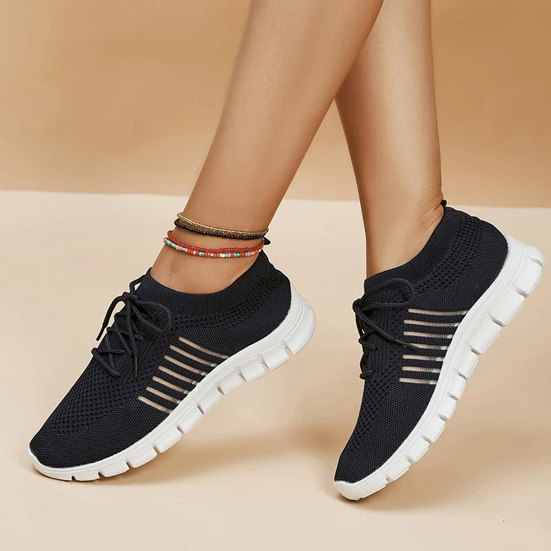 Zapatillas de Punto Transpirables | Plataforma | Suela Blanda | Talla Grande | Verano