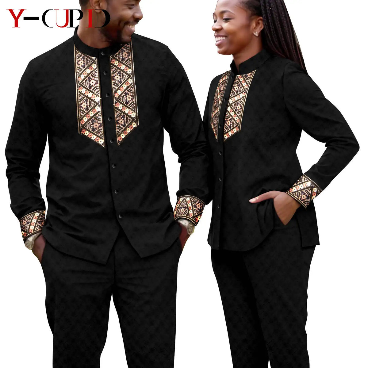 Conjunto Jacquard Africano Boda Pareja | Blusa y Pantalón | Tallas XS-6XL | Tico Trendy