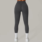 Pantalones de Yoga VEQKING con Pliegues Invisibles para Mujer, Leggings Deportivos de Cintura Alta, Levanta Glúteos, Secado Rápido, Ropa Deportiva para Gimnasio