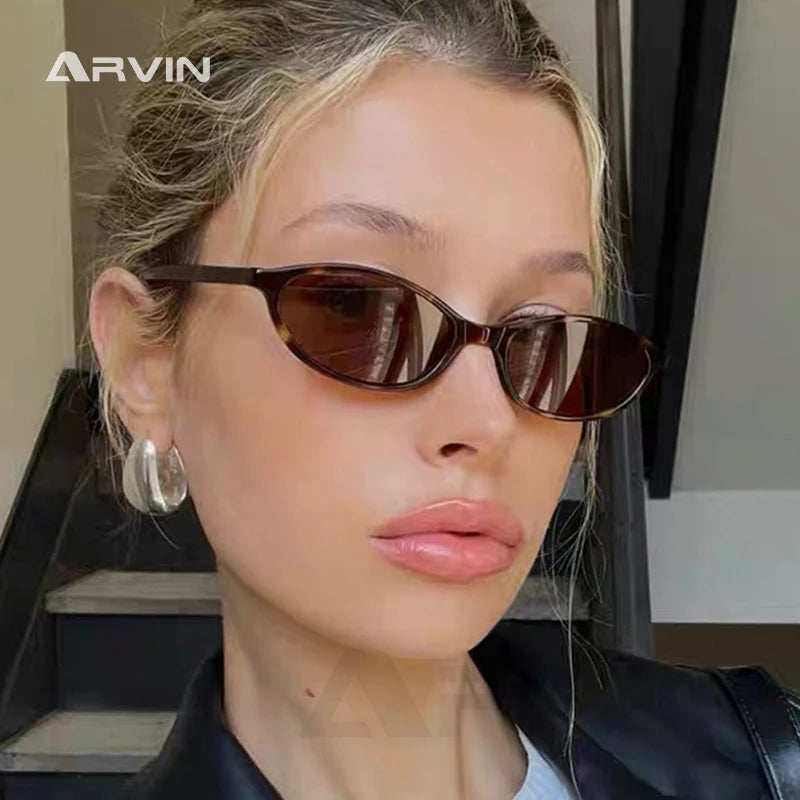 Gafas Sol Ovaladas Retro Leopardo Marrón | Montura Pequeña A La Moda UV400 Viajar