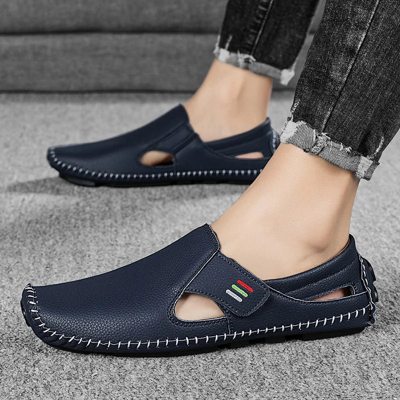 Mocasines Cuero Hombre 2025 ∣ Ahuecados Conducción ∣ Lujo Verano