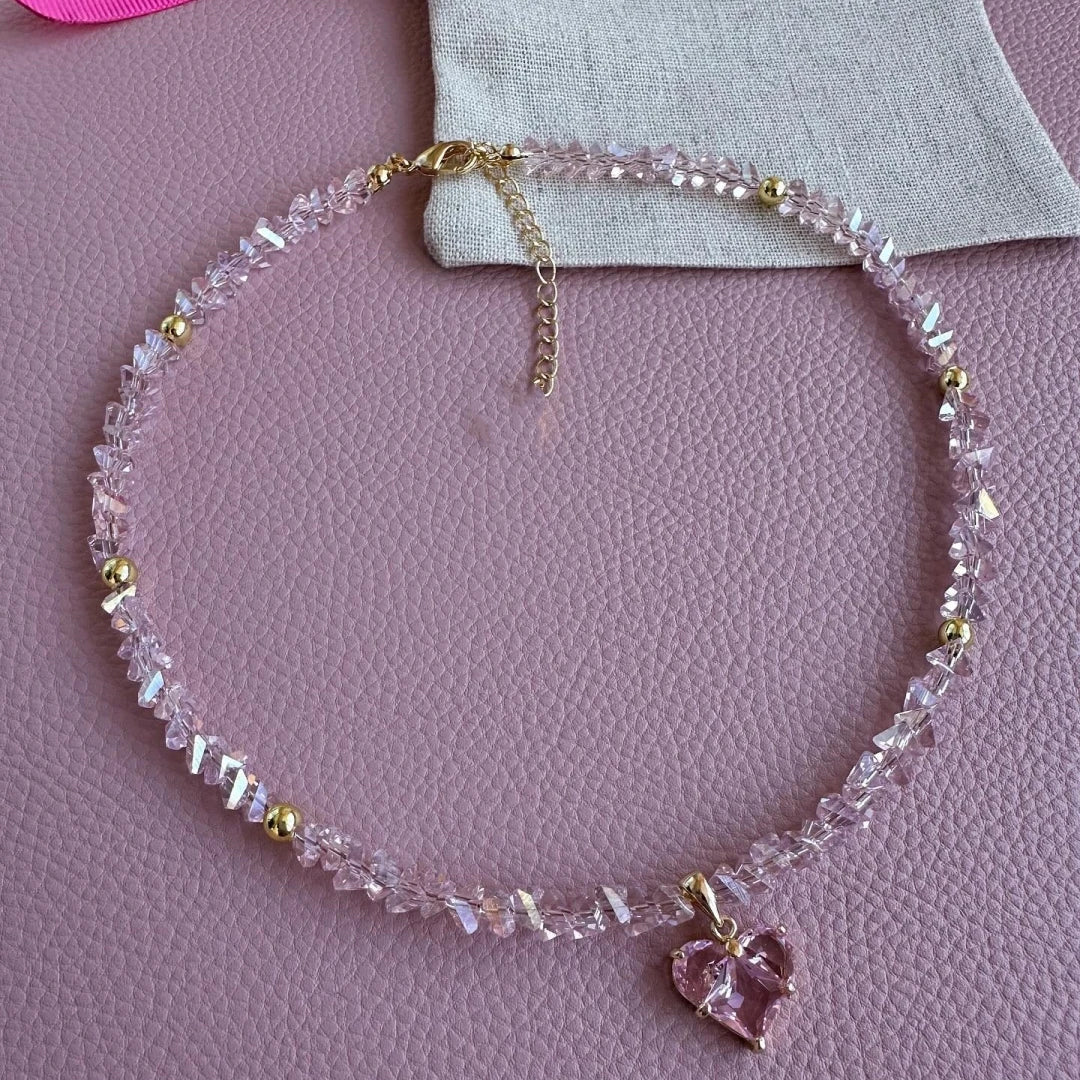 Collar Corazón Circón ∣ Vintage Bohemio Sexy ∣ Cadena Serpiente Cristal