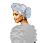 Turbante Espiral con Pedrería para Mujer, Auto Gele