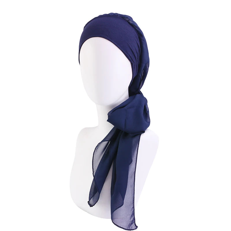 Turbante elástico con estampado de flores para mujer musulmana, para la cabeza preatado Hijab, Bandana para la pérdida de cabello, bufanda para la cabeza, novedad