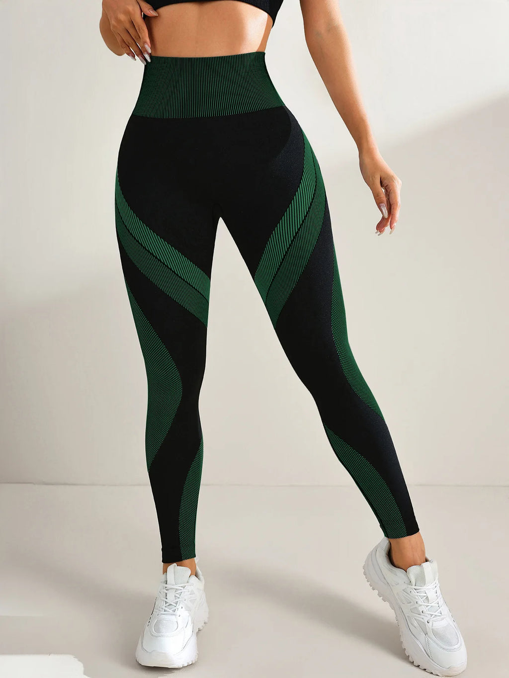 Pantalones Yoga sin Costuras para Mujer | Contraste de Color y Cintura Alta | Secado Rápido para Correr | Tico Trendy