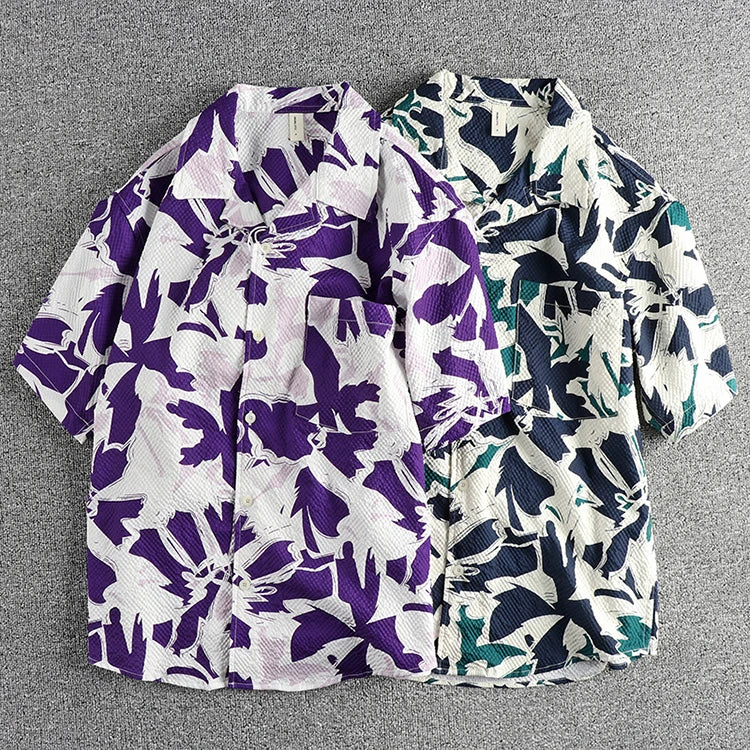 Camisa Hawaiana Hombre | Estampado Floral | Tela Seersucker | Manga Corta