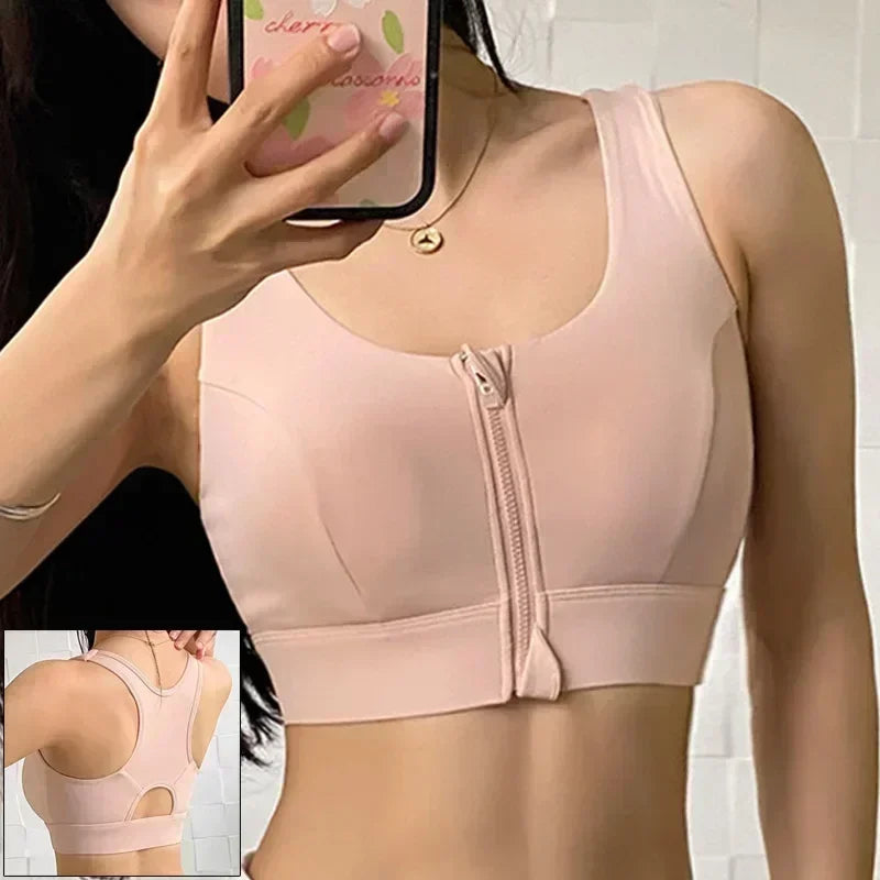 Top Sujetador Deportivo para Mujer | Cremallera Frontal y Realce | Top de Yoga y Fitness