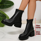 Botines de Tacón Grueso con Plataforma y Cremallera de Moda