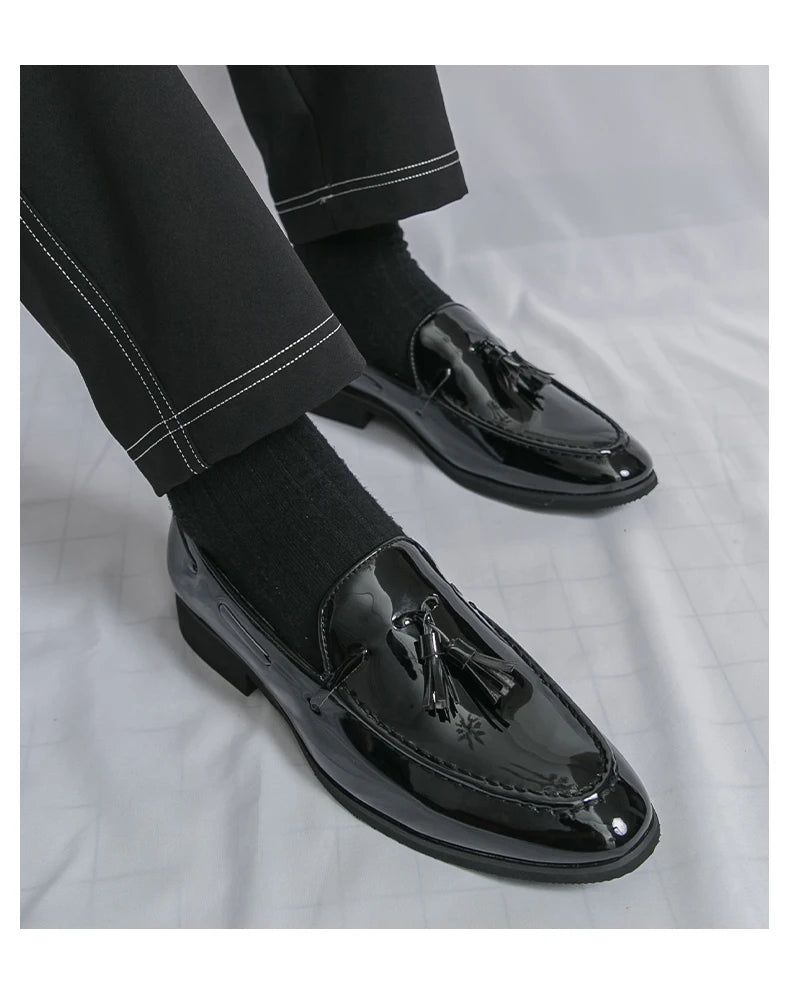 Zapatos Hombre Charol Morados Lujo Boda Fiesta Punta Puntiaguda | Talla 47