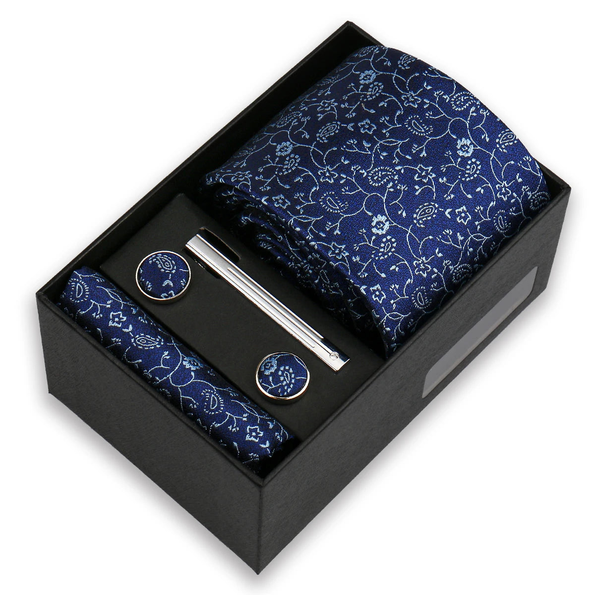 Conjunto De Lujo Corbata Pañuelo Clip Gemelos Accesorio Para Hombres