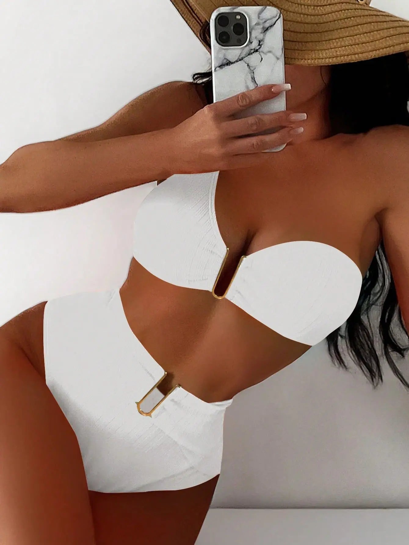 Bikini de Un Hombro y Tiro Alto - Conjunto Elegante para la Arena