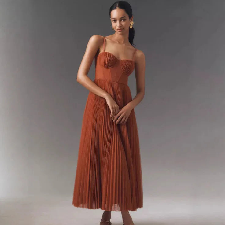 Vestido Largo Vaporoso Cintura Alta para Fiesta