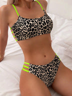 Bikini Dividido con Aros de Textura Sólida para Verano
