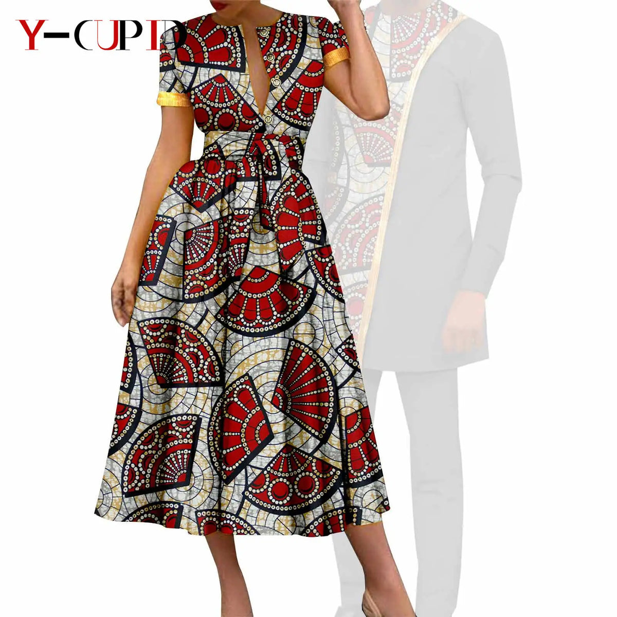 Vestido Dashiki Bazin Riche Africano Pareja | 2 Piezas | Tallas XS-6XL | Tico Trendy