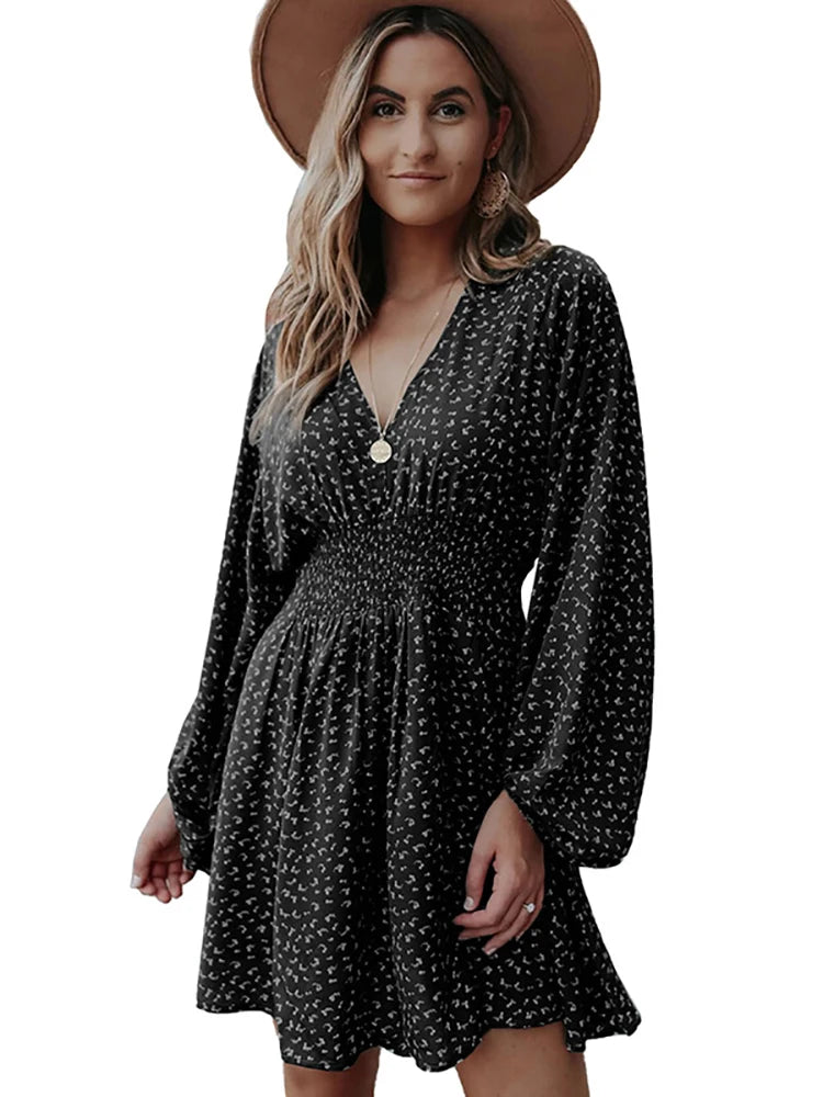 Vestidos Cortos Elegantes para Mujer | Negro y Estampados | Manga Larga