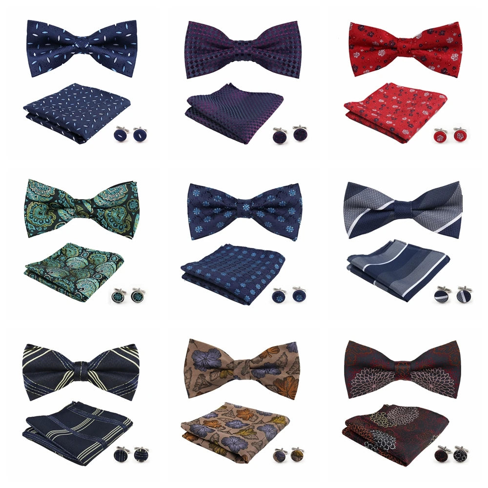 Conjunto Pajarita Pañuelo Gemelos Estilo Novedad Elegancia Pura Vida