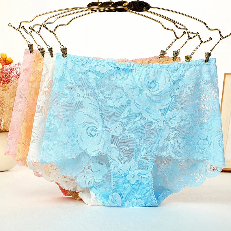 Set de Braguitas de Encaje | 4 Piezas | Talla Grande