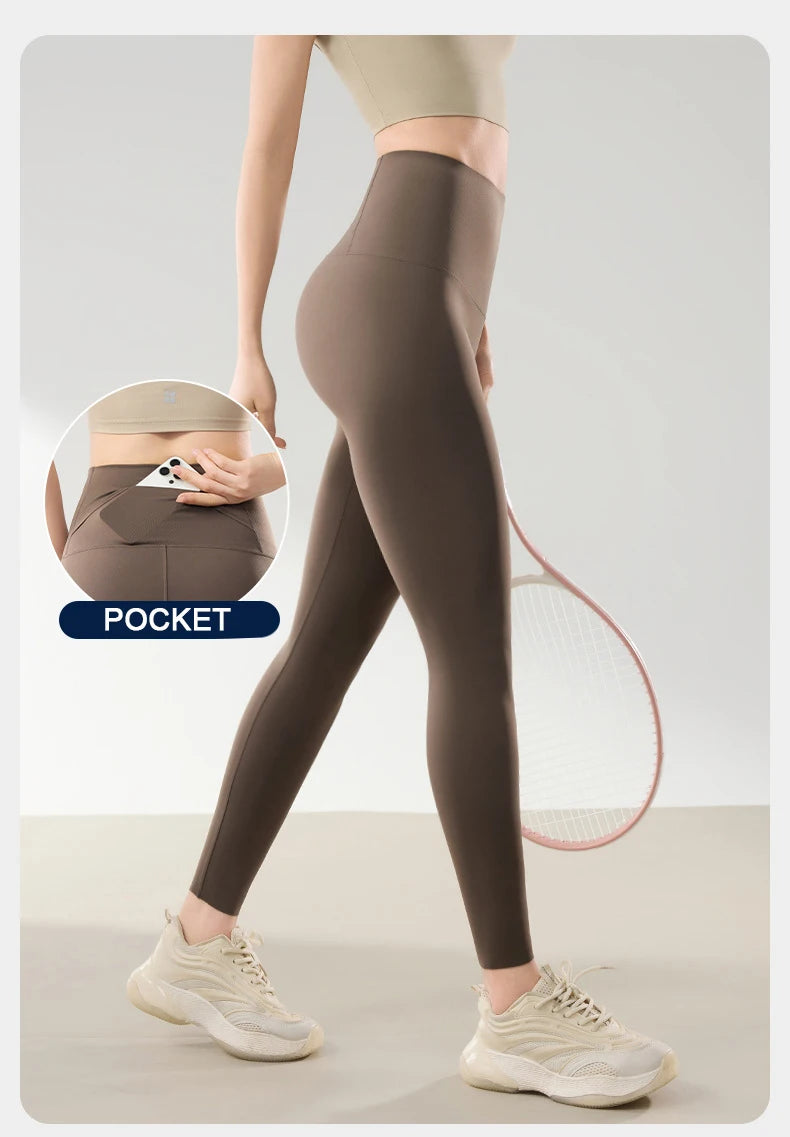 Leggings Piel Tiburón PV | Cintura Alta Bolsillo Espalda | Ajustado Sexy Fitness Yoga | Ticotrendy