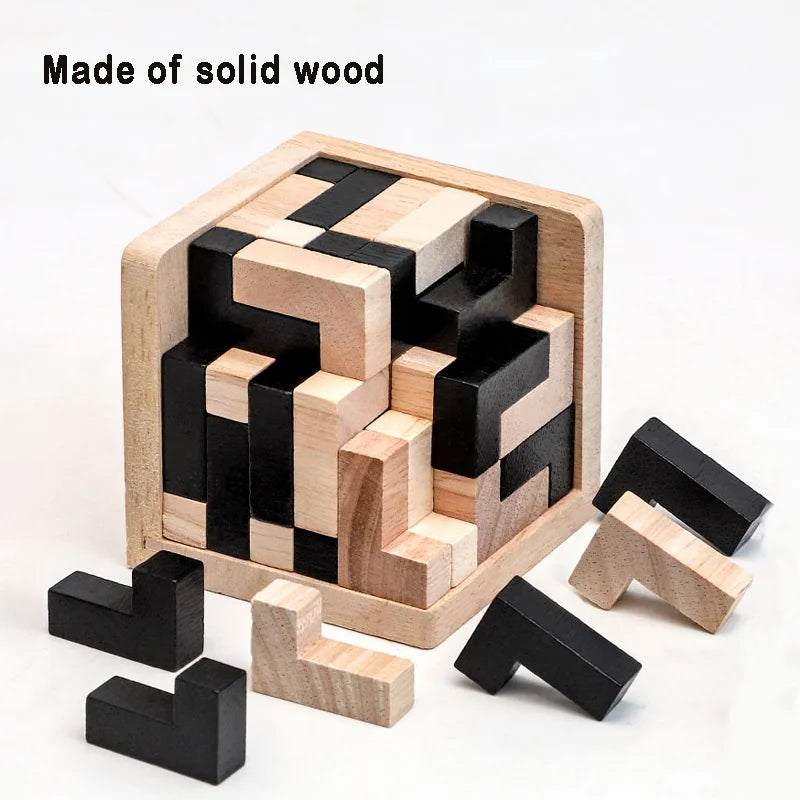 Rompecabezas de cubo 3D Luban entrelazado juguete educativo creativo de madera cerebro mente juego de aprendizaje temprano regalo para niños carta