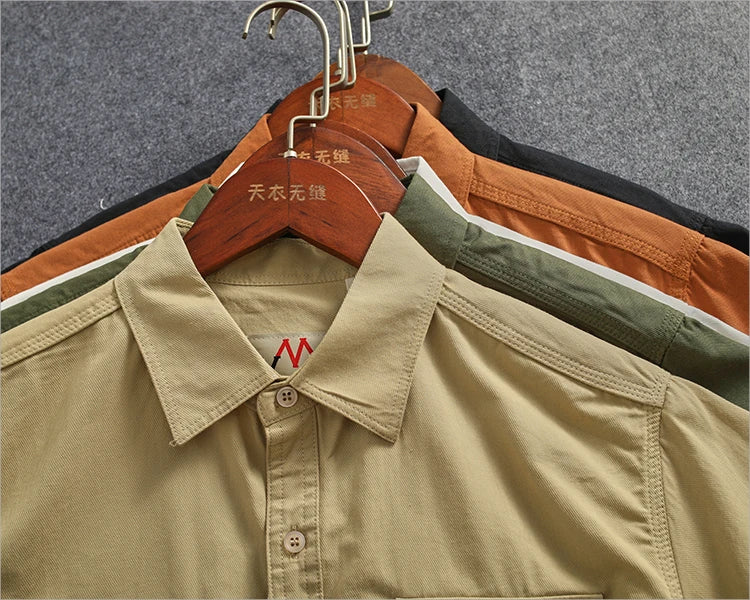 Camisa Informal Hombre | Algodón Retro | Bolsillo Tubo | Manga Corta | Ticotrendy