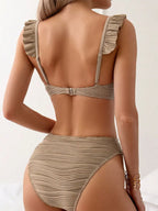 Bikini Push Up con Detalle Recortado y Volantes para Playa