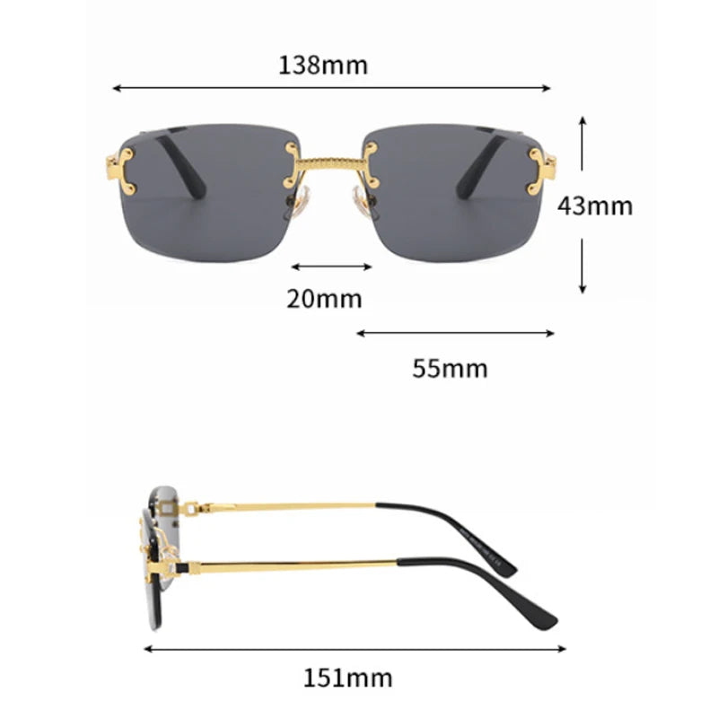 Gafas de Sol CATERSIDE | Cobre y Lentes Degradados Azules | Cuadradas Sin Montura | Lujo Unisex