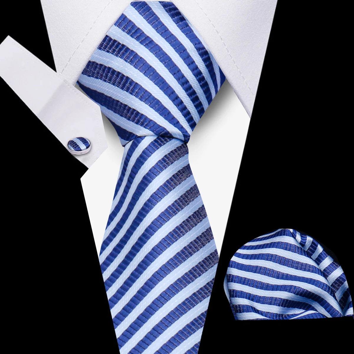 Conjunto Corbata Pañuelo Gemelos Negocios Boda Accesorio De Moda