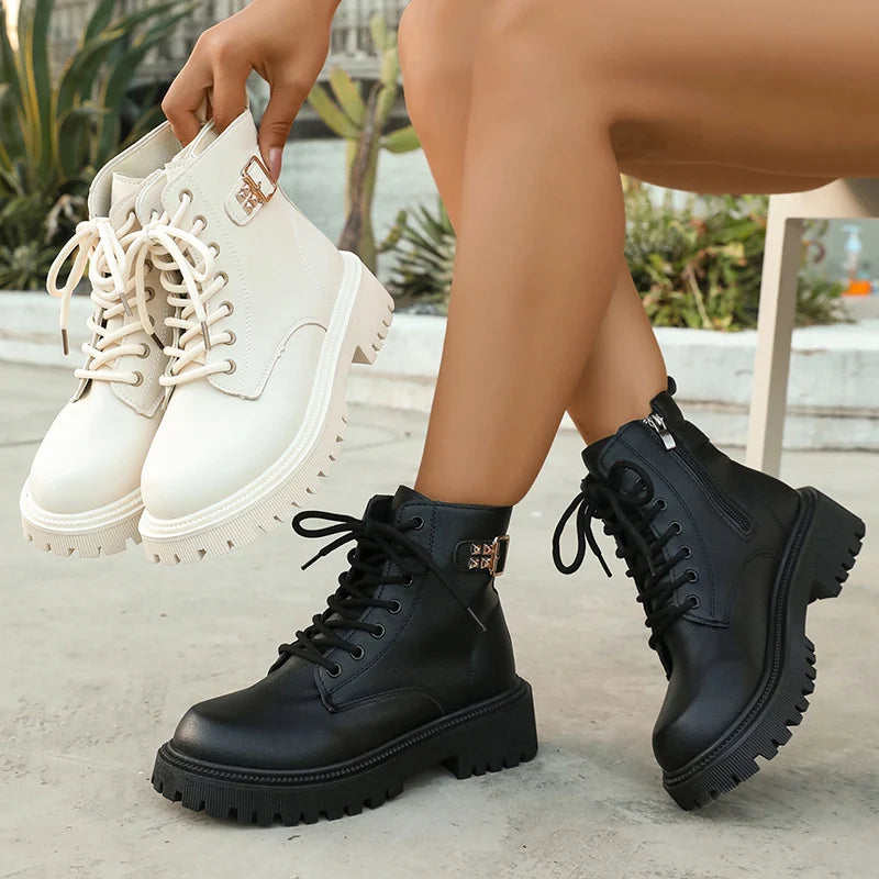 Botines de Suela Gruesa | Estilo Punk | Hebillas Modernas