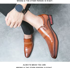 Mocasines Retro Hombre Cuero Marrón | Clásicos Punta Puntiaguda Sin Cordones Daily