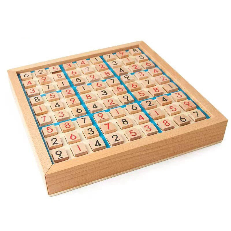 Juego de mesa Sudoku con azulejos y cajón, rompecabezas de números de 9x9, juguetes Montessori de madera, juegos lógicos para niños y adultos