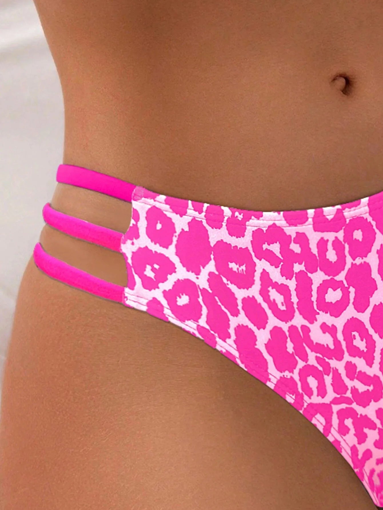 Bikini Dividido con Aros de Textura Sólida para Verano
