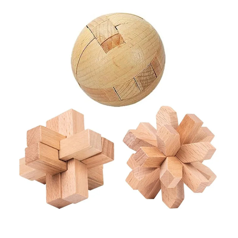 Juego de 3 uds. De rompecabezas de madera LuBan Lock, rompecabezas, juguetes de prueba IQ, juegos mentales educativos para adultos y niños, juego de enclavamiento desbloqueado
